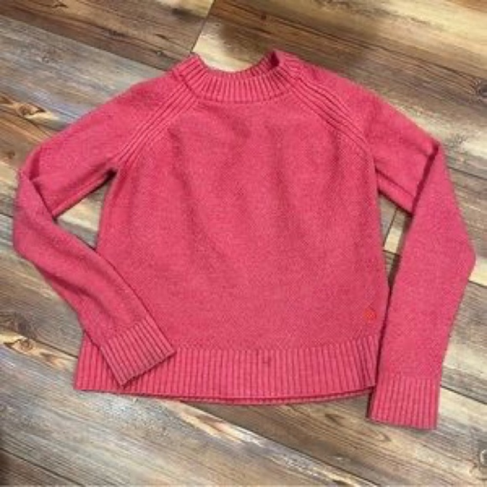 Stio Rune Crew Neck wool sweater in red/pink, Small